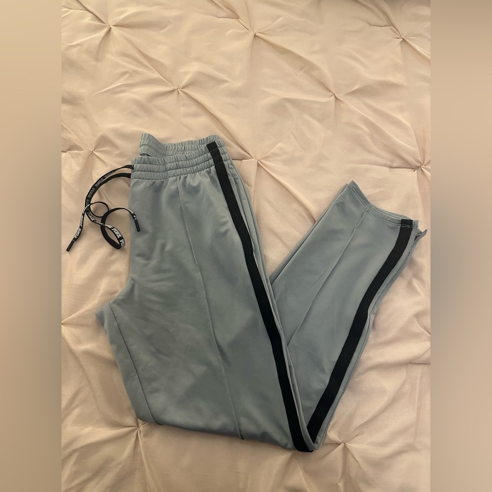 Victoria's Secret Pink Active Gray and Black Stripe Track Pants, Size Small